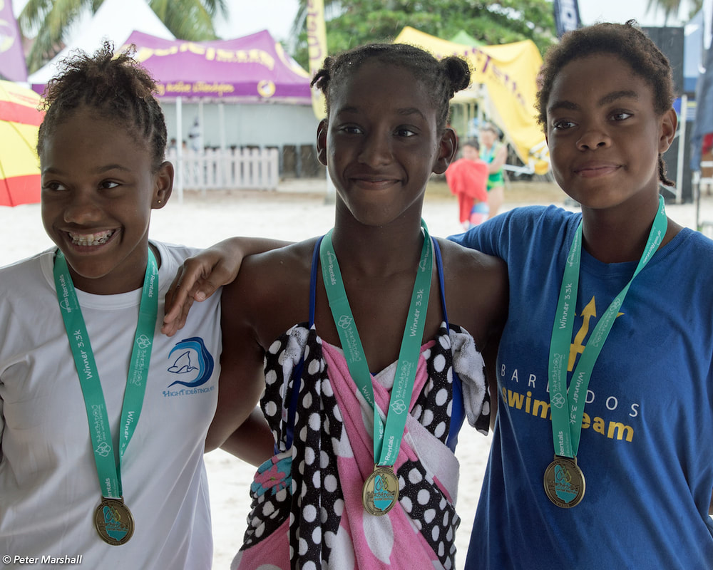 Local juniors at 2018 Barbados Open Water festival