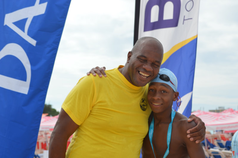 Bertram and son Nikoli Blackman are regulars at Barbados Open Water Festival.