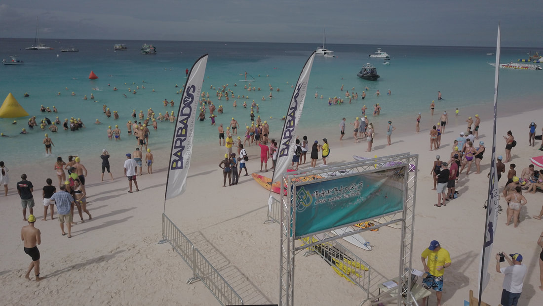 Finish Line on beach, Barbados Open Water Festival 