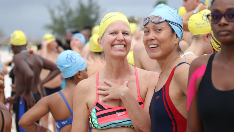 Happy swimmers at Barbados Open Water Festival